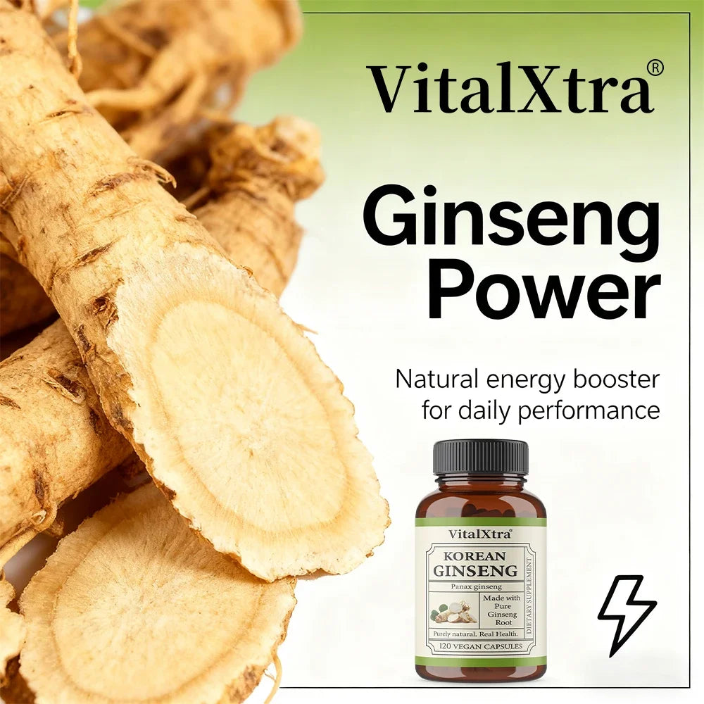 1000mg Korean Ginseng Supplement - High Potency for Energy, Focus, Performance, Vitality & Immune Support, for Men and Women