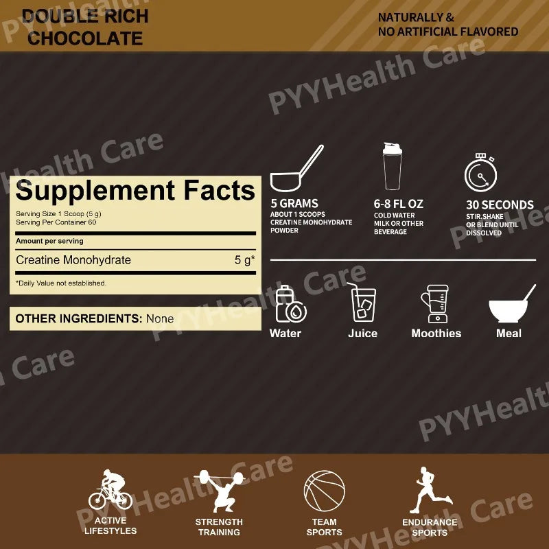 Creatine Monohydrate Powder Muscle Builder Supplements for Women and Men Boosts Exercise Performance Energy Chocolate 300g