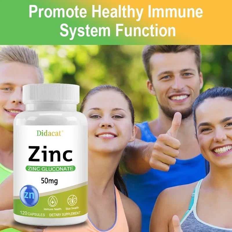 Zinc 50 Mg - with Zinc Gluconate, A Well-absorbed Zinc Supplement for Antioxidant and Immune Function and Skin Health