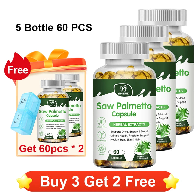 YIMIDUK Pure Saw Palmetto 300mg Supplement, Supports Prostate Health, Urinary Flow, Hair Regrowth & Overall Male Wellness