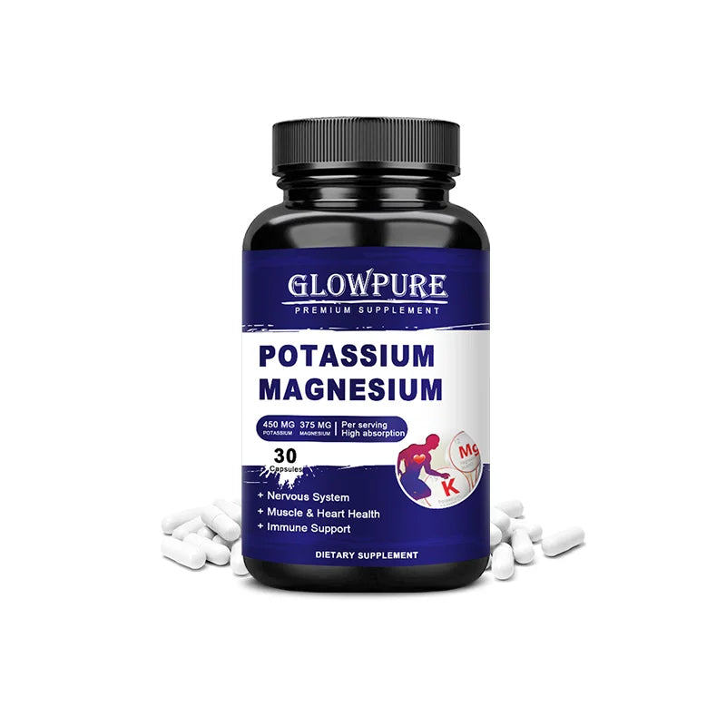 Potassium Magnesium Capsule for Muscle, Bone, Nervous, Heart Health, Relieve fatigue and headaches, Improve Immune System