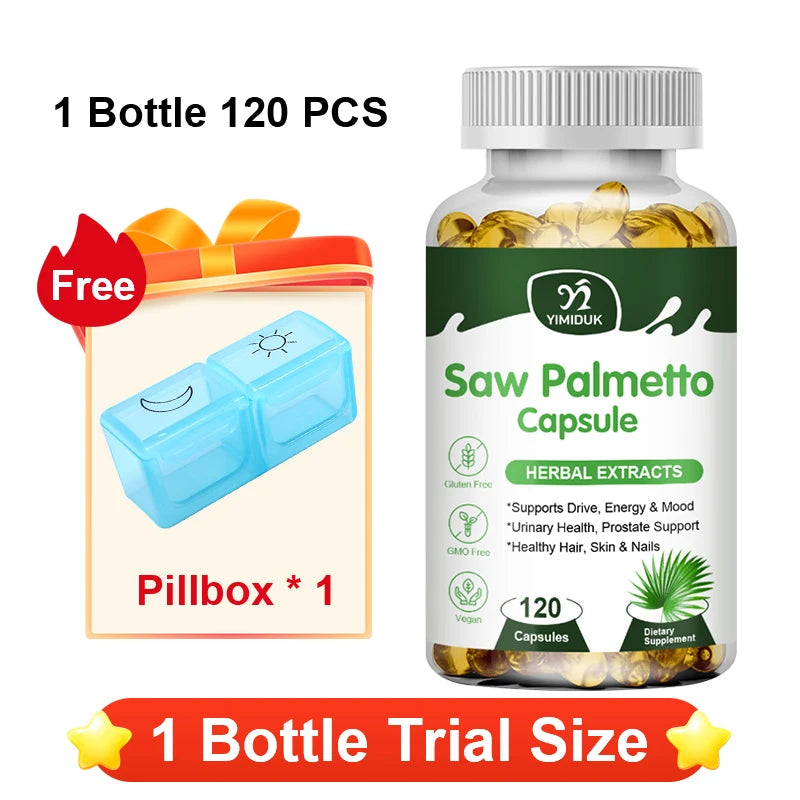 YIMIDUK Pure Saw Palmetto 300mg Supplement, Supports Prostate Health, Urinary Flow, Hair Regrowth & Overall Male Wellness