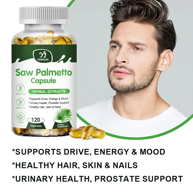 YIMIDUK Pure Saw Palmetto 300mg Supplement, Supports Prostate Health, Urinary Flow, Hair Regrowth & Overall Male Wellness