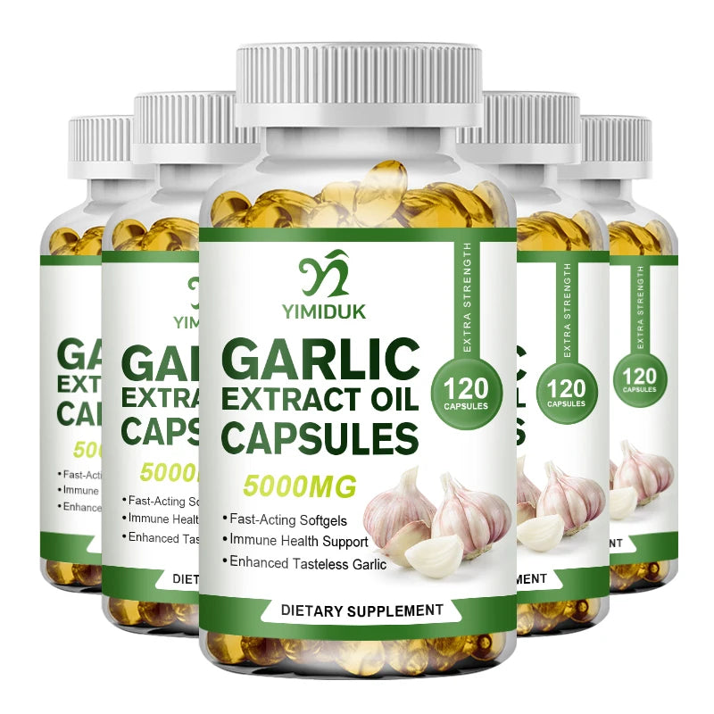 Natural Organic Garlic Oil Capsules for Hypertension & High Cholesterol People Immune System & Heart Health