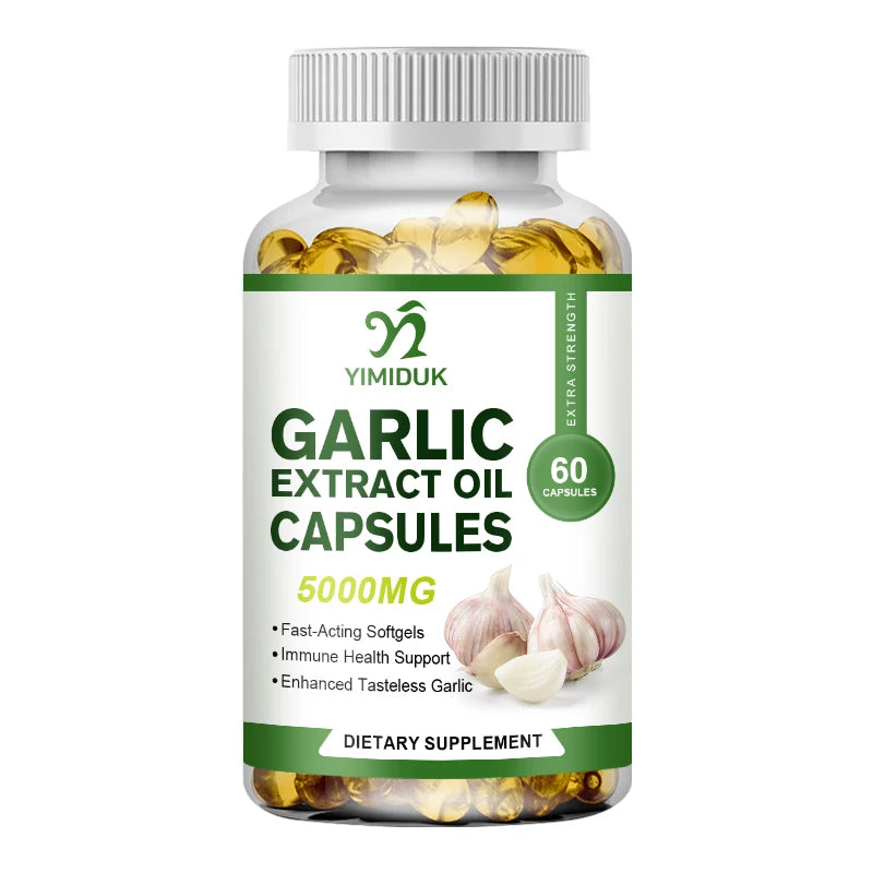 Natural Organic Garlic Oil Capsules for Hypertension & High Cholesterol People Immune System & Heart Health
