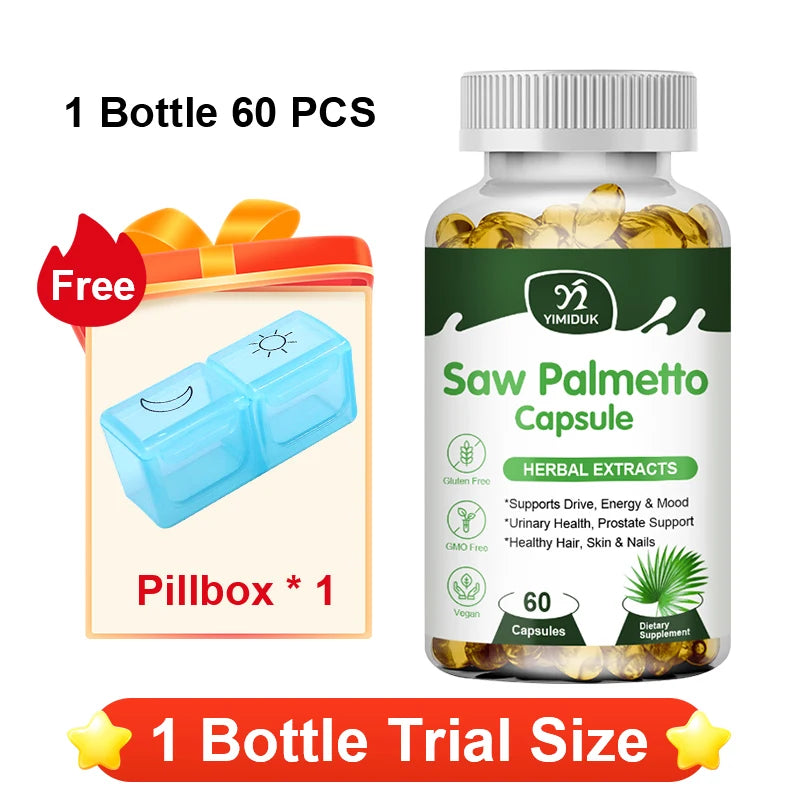 YIMIDUK Pure Saw Palmetto 300mg Supplement, Supports Prostate Health, Urinary Flow, Hair Regrowth & Overall Male Wellness