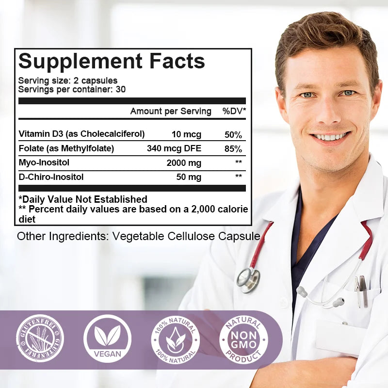 Hormone Balance Supplement for Women - Inositol with D3 for Menstrual Regulation, Hair Growth & Fat Support