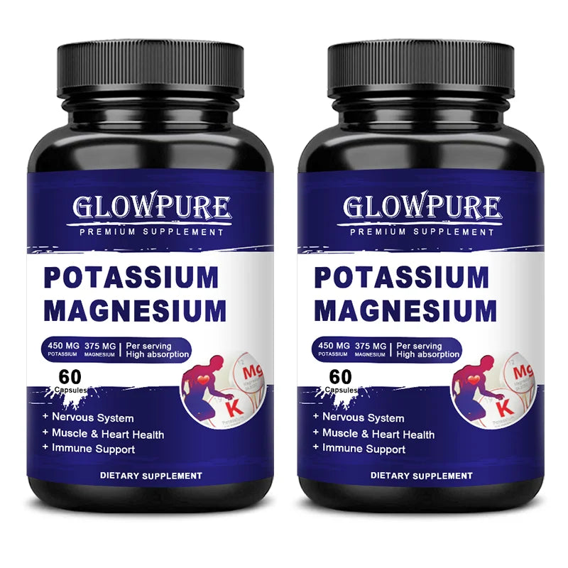 Potassium Magnesium Capsule for Muscle, Bone, Nervous, Heart Health, Relieve fatigue and headaches, Improve Immune System