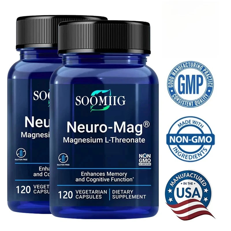 Magnesium Threonate 2000 Mg Capsules, High Absorption Rate, Support Brain Memory and Cognitive Supplement, Relieve Stress
