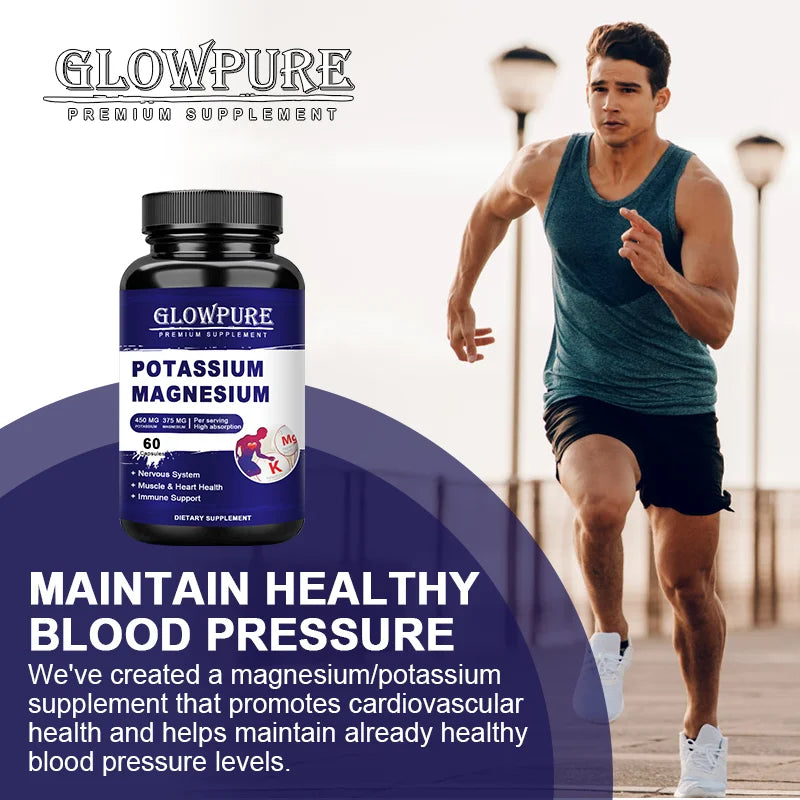 Potassium Magnesium Capsule for Muscle, Bone, Nervous, Heart Health, Relieve fatigue and headaches, Improve Immune System