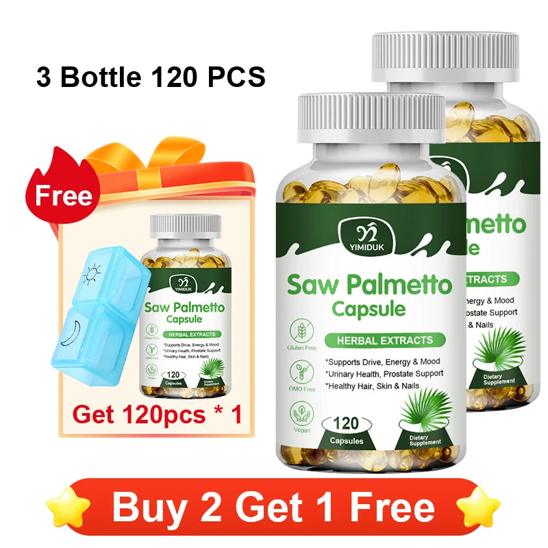 YIMIDUK Pure Saw Palmetto 300mg Supplement, Supports Prostate Health, Urinary Flow, Hair Regrowth & Overall Male Wellness