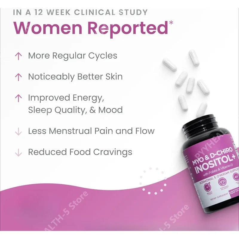 Myo-Inositol & D-Chiro Inositol Supplement for Women – 40:1 Ratio Plus Folate and Vitamin D – Support Healthy Hormonal Balance