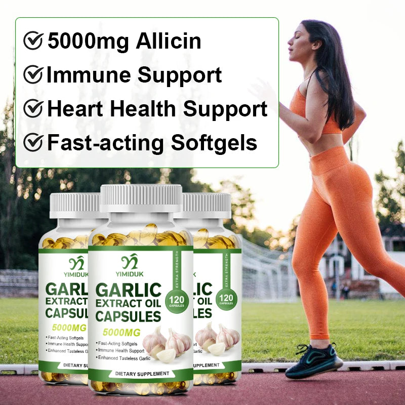 Natural Organic Garlic Oil Capsules for Hypertension & High Cholesterol People Immune System & Heart Health
