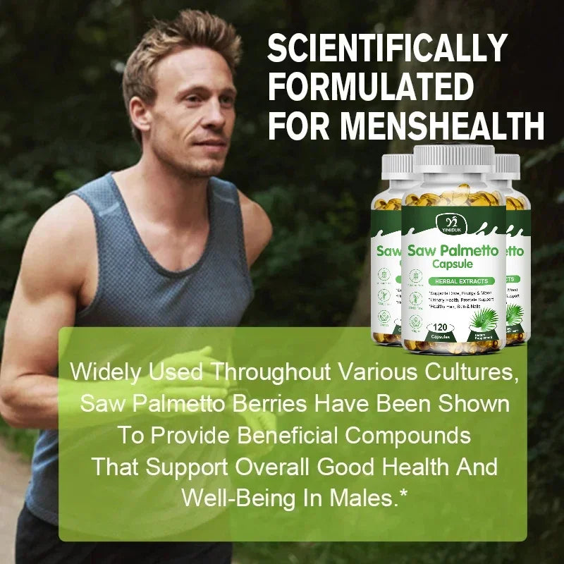 YIMIDUK Pure Saw Palmetto 300mg Supplement, Supports Prostate Health, Urinary Flow, Hair Regrowth & Overall Male Wellness