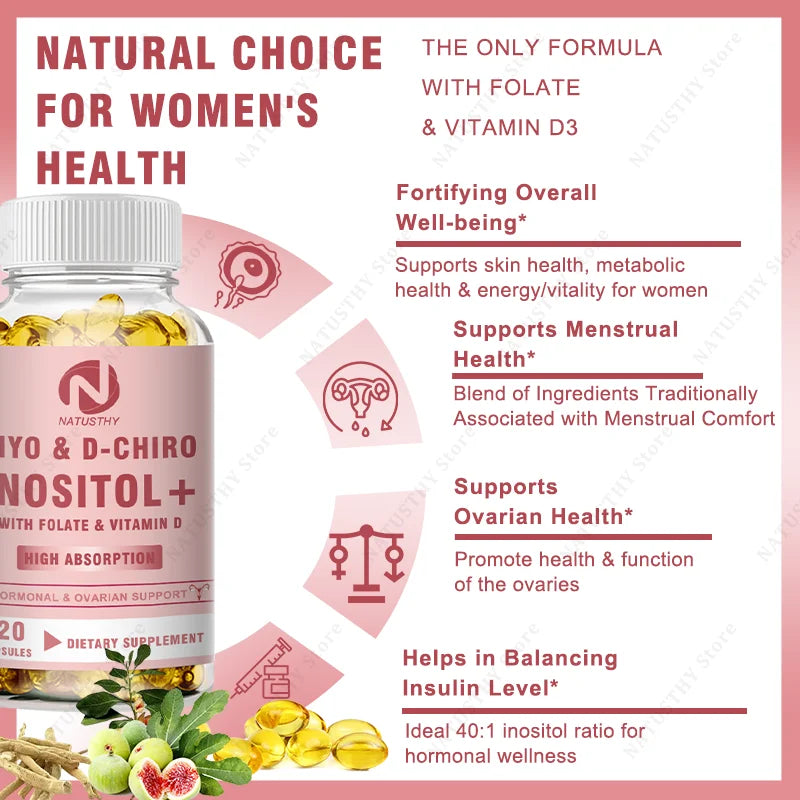Inositol & D-Chiro Supplement For Women - Ideal 40:1 Inositol Ratio - Supports Hormone Balance, Regular Cycles & Ovarian Health