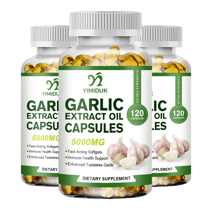 Natural Organic Garlic Oil Capsules for Hypertension & High Cholesterol People Immune System & Heart Health