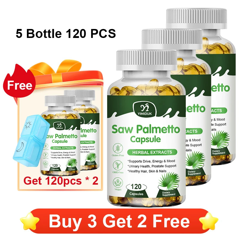 YIMIDUK Pure Saw Palmetto 300mg Supplement, Supports Prostate Health, Urinary Flow, Hair Regrowth & Overall Male Wellness